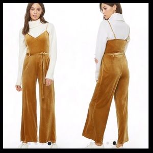 Velvet Belted Palazzo Jumpsuit